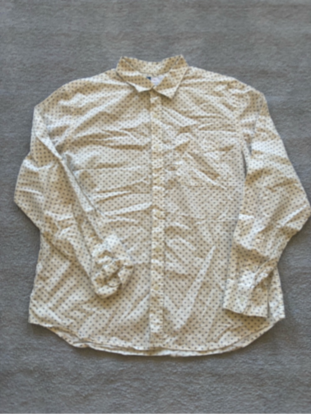 Old Navy White Button-Up Shirt with Navy Dot Print